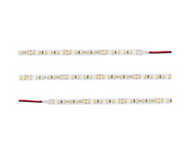 To SLC LED Strip Aline Mono på 5 meter, viser tætsiddende LED-dioder og tilslutningskabler.