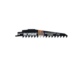 Ironside MULTI-bajonetsavklinge med karbidtænder, 152 mm og 3 TPI, vist fra siden med sort klinge.