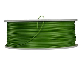 En spole med 1 kg grønt PLA 3D printer filament fra Verbatim med 1.75mm diameter, præsenteret på en neutral baggrund.