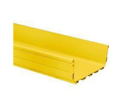 CommScope FiberGuide kanalbund i gul, 12x4" (300x100mm), model FGS-MSHS-F, vist i perspektiv med fokus på åbningen.