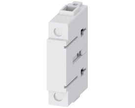 Siemens N-klemme 3LD9 til 3LD3 afbryder, hvid plastkomponent med firkantede tilslutningshuller og monteringsdetaljer.