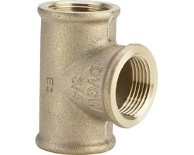 Viega T-stykke i rødgods silicium bronze med muffe samling, mærket 'DVGW' og '3/4' samt 'E3'.
