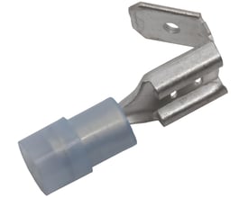Detaljeret billede af Elpress spademuffe med afgrening, viser den blå PVC-isolering og metalforbindelsen.