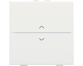 Niko hvid tangent til 2-tryk system, med diskrete pile-symboler for op og ned, på hvid baggrund.