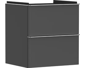 Hansgrohe Xelu Q vaskeskab i mat diamantgrå med to skuffer og integrerede aluminiumshåndtag.