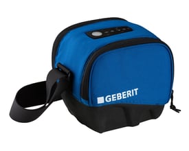 Geberit ESG light elektrosvejseapparat til 230 V i blå bæretaske med sort betjeningspanel og skulderrem.