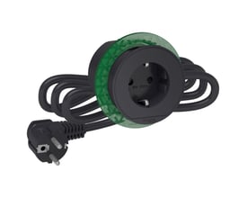 Schneider Electric Unica+ bordstikkontakt i koksgrå, med 2 meters kabel og standard stik, 16A 250V.