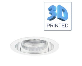 Philips GreenSpace Downlight DN471B, 200 mm, hvid, viser 3D printed logo øverst og indbygningsspottet nederst.