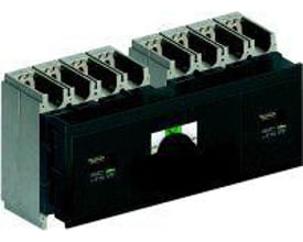 Schneider Electric INS250 omkobler, 3-polet, 250A, i sort plast med synlige terminaler øverst og en kontaktpositionsindikator i midten.