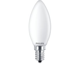 Philips CorePro LED kertepære med mat overflade, E14 sokkel og 806 lumen i varmt hvidt lys.