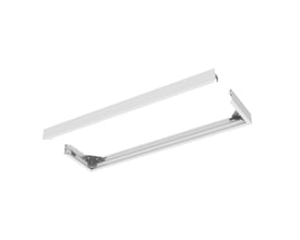 Ledvance H75-påbygningskit i hvid til Panel Comfort Gen2 1200, vist som en åben ramme med løse profiler.