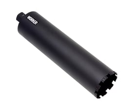 Worker Pixie diamantbor med 122 mm diameter og 400 mm længde, med sort cylinder og zig-zag segmenter.