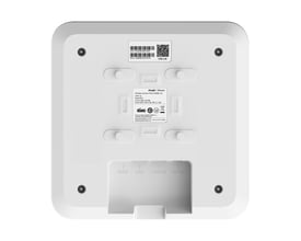 Undersiden af Reyee WiFi 5 access pointet, viser serienummer, QR-kode og mærkninger med produktinformation.