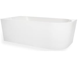 Badekar Back To Wall i hvid akryl, 1800 mm langt og 800 mm bredt, med en venstrevendt design og ren, minimalistisk form.