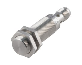 Carlo Gavazzi induktiv aftaster ICF18L45F08M1IO med gevindhus i rustfrit stål, M18 og IO-Link.