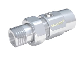 Broen radiatorforskruning med afspærring i messing, ligeløbende 3/8" med tydeligt BALLOFIX logo.