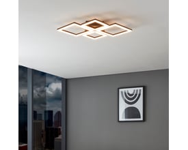 EGLO Paranday-Z loftlampe i sort med fire sammenkoblede firkanter, monteret i et moderne rum med udsigt.