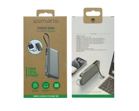 Emballagen til 4smarts Enterprise-powerbank med trykt motiv af powerbanken og oplysninger om kapacitet og effekt.