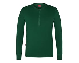 Engel Grandad langærmet T-shirt til herrer i mørkegrøn, størrelse 3XL, med knaplukning ved halsen.