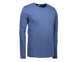 ID Identity langærmet T-shirt i indigo, str. S, fremstillet i blød interlock med antipilling-kvalitet og rund hals.