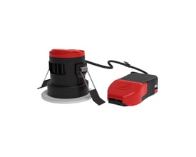 Ansell Lighting Prism Pro downlight OCTO WiZ RGBW med rød og sort farve kombination, vist med tilhørende driver.