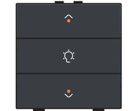 Niko Dæmpertryk Enkelt i antracit med lyssymbol og op/ned pile, der indikerer lysdæmpning.