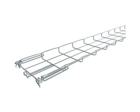 Nærbillede af Legrand Gitterbakke FC elektrogalvaniseret med Fasclic+ samlingssystem og sikkerhedskant, der viser detaljer i metallet.