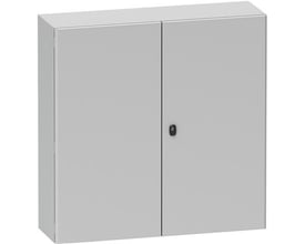 Detalje af Schneider Electric Spacial S3D vægskabets låsefunktion på den ene af de to døre.