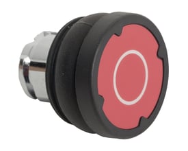 Sidebillede af Schneider Electric trykknaphoved Ø22, rød, med 37 mm trykflade og synlig monteringsmekanisme.