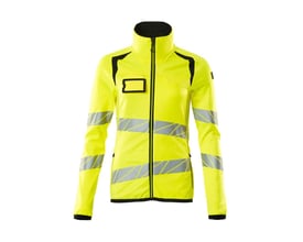 Mascot fleecetrøje 19153 i Hi-Vis gul og sort, str. 5XL, med lynlås og synlige reflekser.