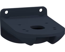 Schneider Electric vægbeslag i sort metal for XVU og XVB lystårne, med synlige montagehuller til montering.