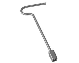 Ulefos nøgle til stikledningsventil i galvaniseret stål, 350 mm lang med bøjet håndtag og firkantet ende.