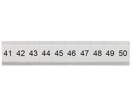 Siemens mærkeplade i hvid med fortløbende nummerering fra 41 til 50, 3,5mm bred.