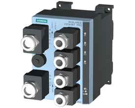 Siemens SCALANCE X204IRT PRO administreret IE IRT-switch med 4x 10/100 Mbps push-pull RJ45-porte og IP65/67 beskyttelse.