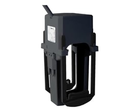 Schneider Electric CT Split Core strømtransformer type HM i mørkegrå. Den viser detaljer om enhedens design og mærkning med 800A/5A.