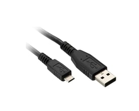 Schneider Electric programmeringskabel med USB A til Mini-B-stik, 3 meter langt og udført i sort plastik.