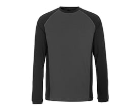 Langærmet T-shirt fra Mascot i antracit og sort, Premium Performance kvalitet med raglanærmer og rund hals, størrelse L.