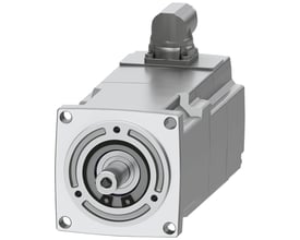 Siemens SIMOTICS S-1FK2 CT servomotor med cylindrisk aksel og drejelig M17 stik på hvid baggrund.