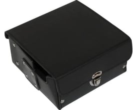 Elma Instruments taske i sort kunstlæder til DAVO-MEG 1002, viser lås og sømme på neutral baggrund.