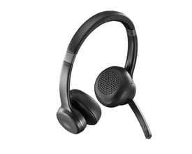 Sorte PC Office BT700 BT on-ear Bluetooth headset med justerbar mikrofonarm og kontrolknapper på ørekoppen.