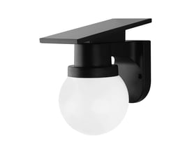 V-TAC Pro VT-11149CCT LED væglampe i sort med rund, hvid diffusor og integreret solpanel, vist isoleret.