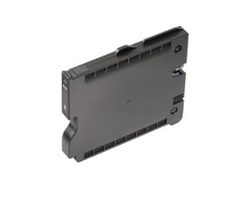 Weidmüller sort blækpatron til PrintJet Advanced printere, vist fra siden med synlige mærkater og detaljer.