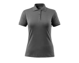 Mascot Grasse dame poloshirt i antracitgrå, figursyet med stolpelukning og ribkrave.