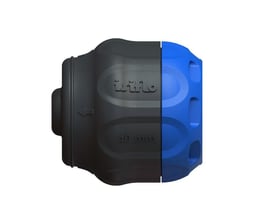 Isiflo Sprint slutmuffe i komposit med 50mm dimension og PN16 tryk, i sort og blå farver.
