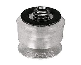 Festo vakuumsuger ESS-15-ES med 15 mm sugekopdiameter og synlig Festo-logo i klar plast på hvid baggrund.