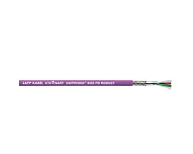 Lapp Unitronic Bus PB Robust 1X2X0,64 kabel med lilla yderkappe og afskærmet konstruktion med farvede ledere.