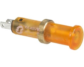 Schneider Electric gul lysdiode til indikatorløsninger, Ø 8 mm, med sort frontring og messing fatning, IP40/IP65, 24VDC.