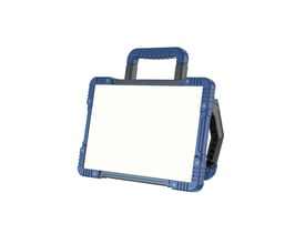 Blue Electric arbejdslampe med praktisk håndtag, 40W effekt og blå kanter, præsenteret med hvid baggrund.