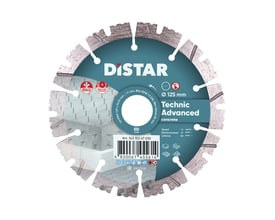 Distar Technic Advanced diamantklinge 125/22,2 mm til beton, med 5D klassificering og symboler for anvendelse.
