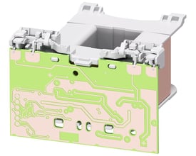Siemens magnetspole 3RT2 S3 med 48-80VACDC, viser printplade med grønne kredsløb og hvide kontakter.